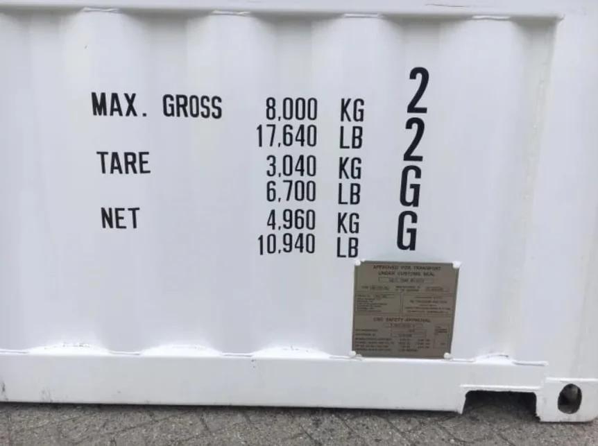 Corntainer orf orbservación orf 20 feet